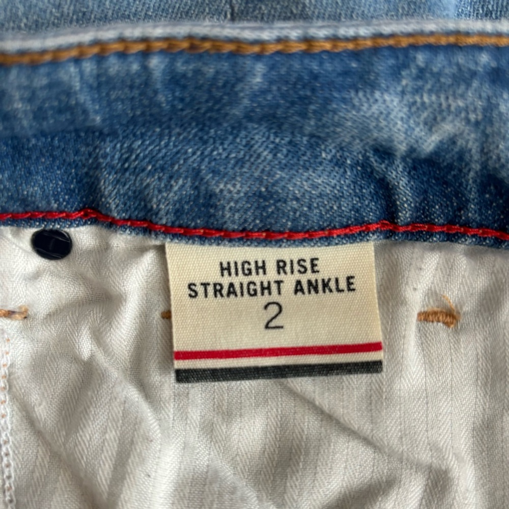 Tommy Hilfiger High Rise Straight Ankle Two Tone Released Hem‎ Jeans - size 2 - Picture 6 of 15